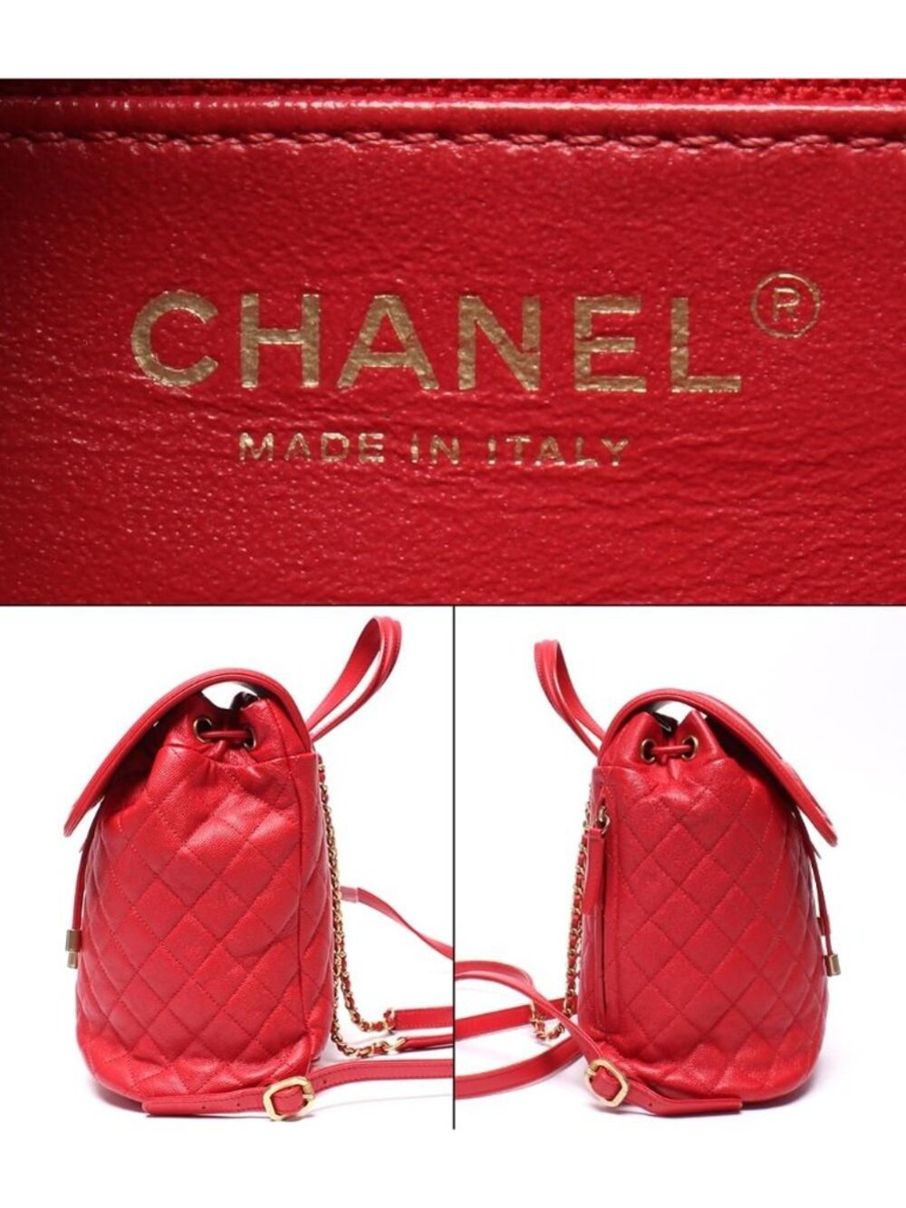 Chanel Backpack CC Filigree Caviar Leather Gold Quilted - Picture 4 of 10